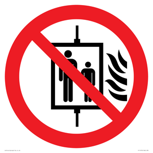 P020 Prohibition: Do not use lift in the event of fire